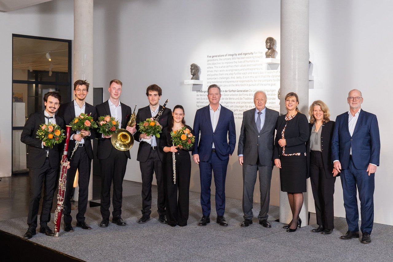 Ensemble Quinton mit Oliver Hermes, Dr.-Ing. E. h. Jochen Opländer, Evi Carola Hoch, Karen Ann Bode (Mozart Gesellschaft), Wolfgang Mertineit