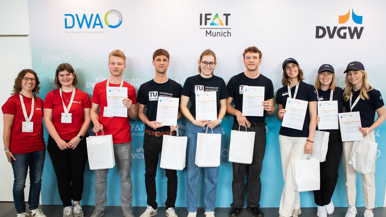 Die Siegerteams des DWA-Wettbewerbs auf der IFAT 2024